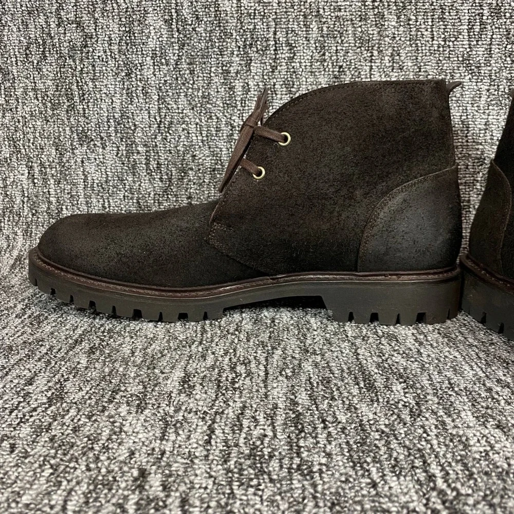 Allen Edmonds Dark Brown Suede Chukka Boots Lug Sole Mens 11 E Wide 8137